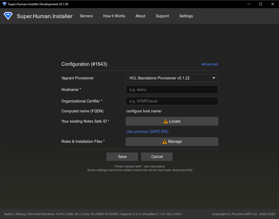 Basic Configuration Page